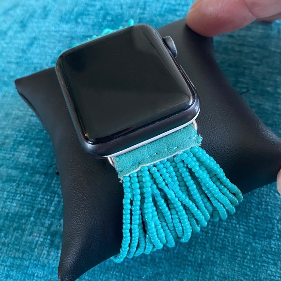 Turquoise Colored Beads Stretch Apple Watch Band - 42/44 MM - Picture 1 of 4